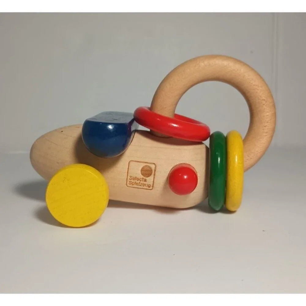 Vintage Selecta Spielzeug Wooden Plane Baby Toy Made In Germany